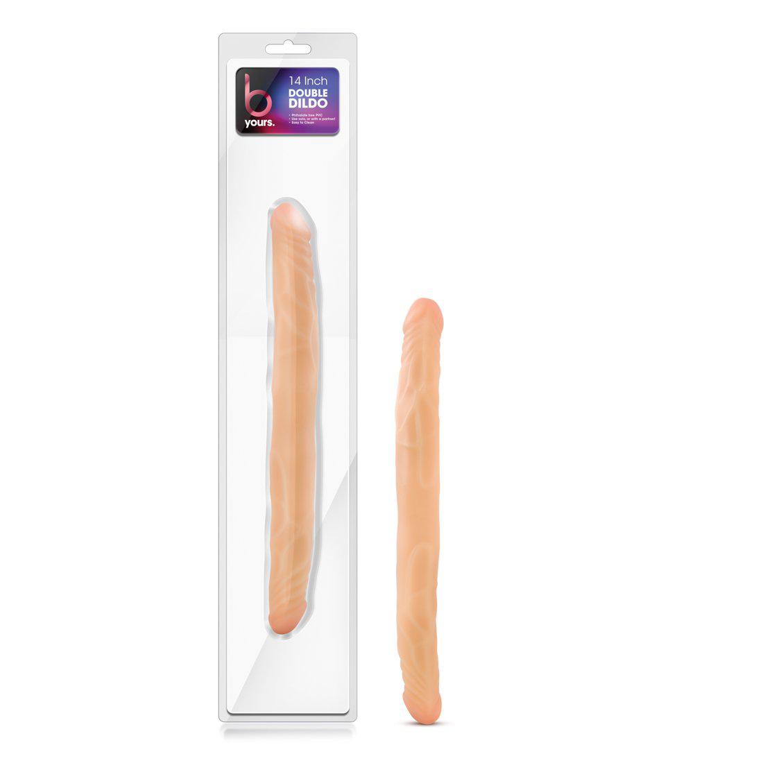 B Yours 14 Inch Double Dildo - Beige