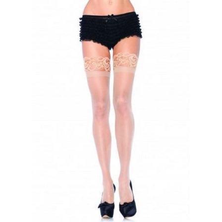 Stay Up Lace Top Sheer Thigh Highs - Queen Size - Nude