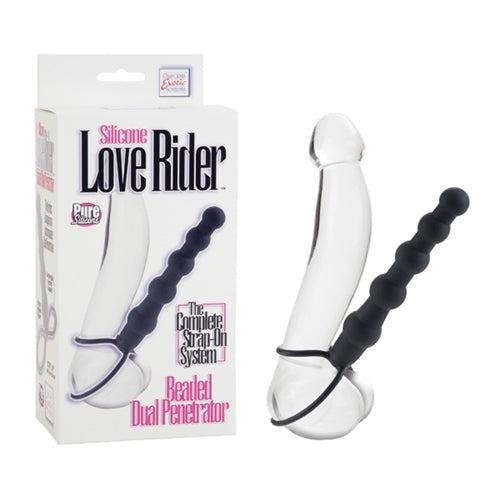 Silicone Love Rider Beaded Dual Penetrator - Black