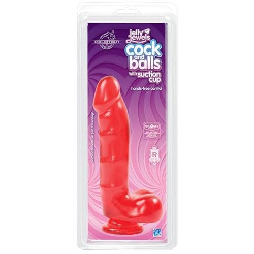 Jelly Jewels - Cock and Balls With Suction Cup - Red
