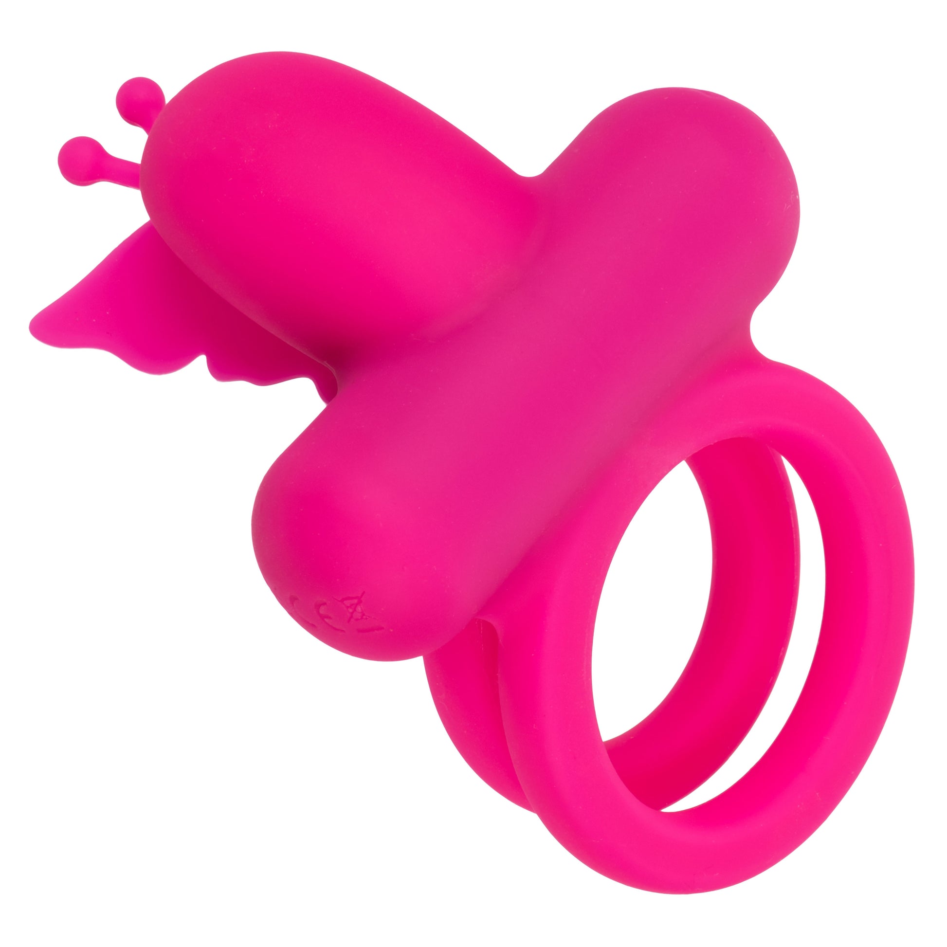 Silicone Rechargeable Dual Butterfly Ring - Pink