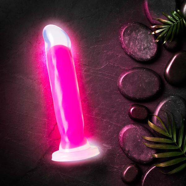 Neo Elite Glow in the Dark - Marquee - 8 Inch  Silicone Dual Density Dildo  - Neon Pink