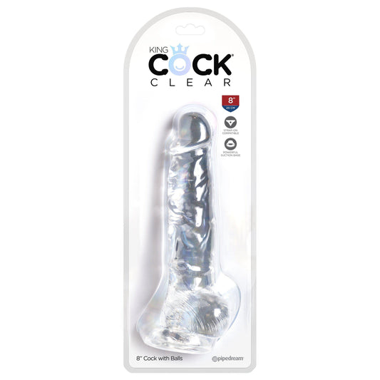 King Cock Clear 8 Inch Cock With Balls