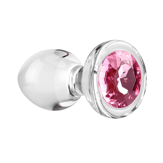 Pink Gem Glass Plug - Medium - Pink