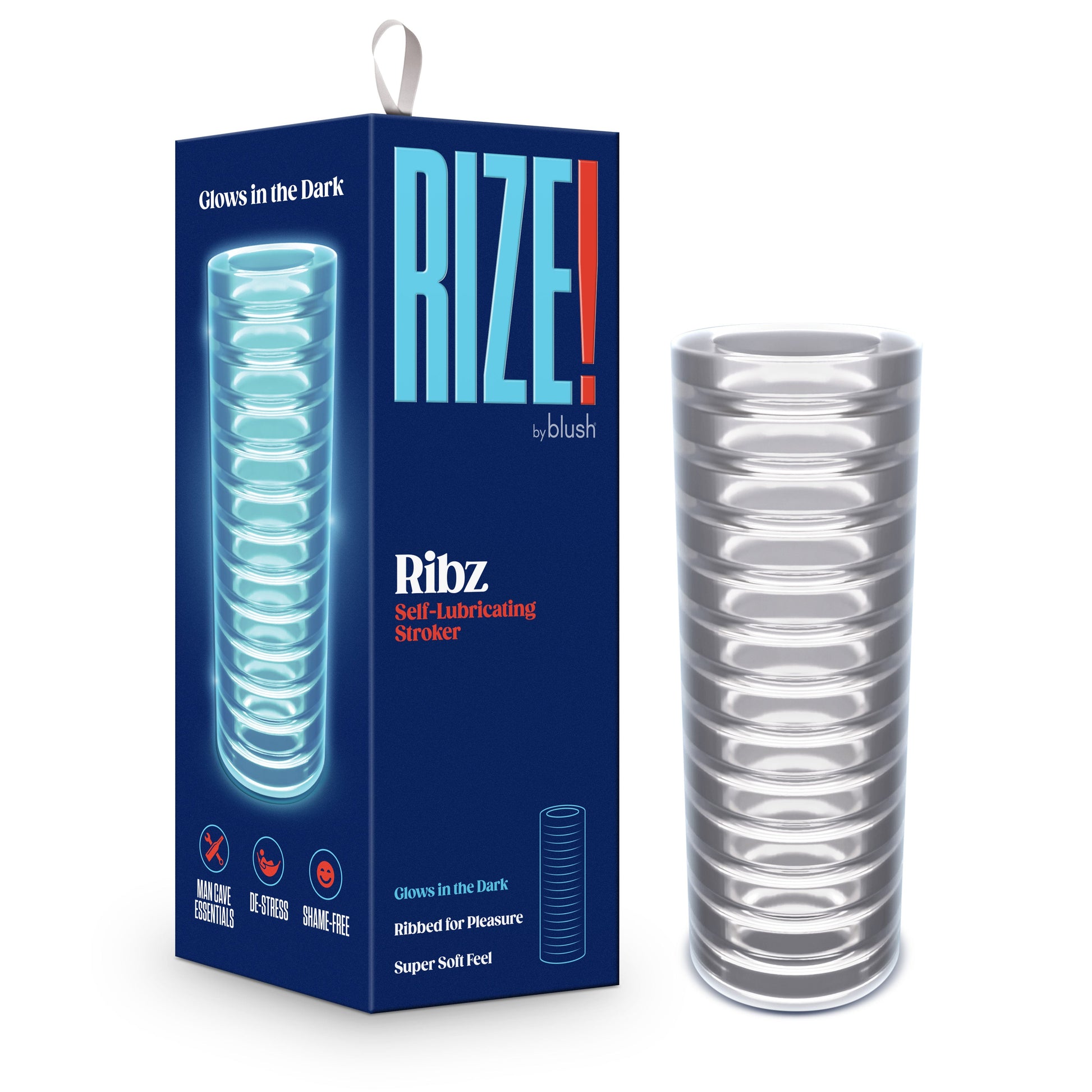 Rize - Ribz - Glow in the Dark Self - Lubricating  Stroker - Clear