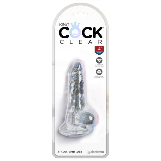 King Cock Clear 4 Inch Cock With Balls