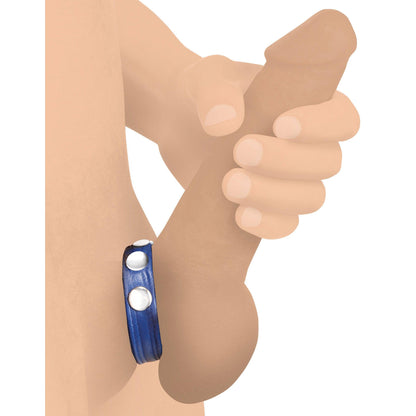 Cock Gear Leather Speed Snap Cock Ring - Blue