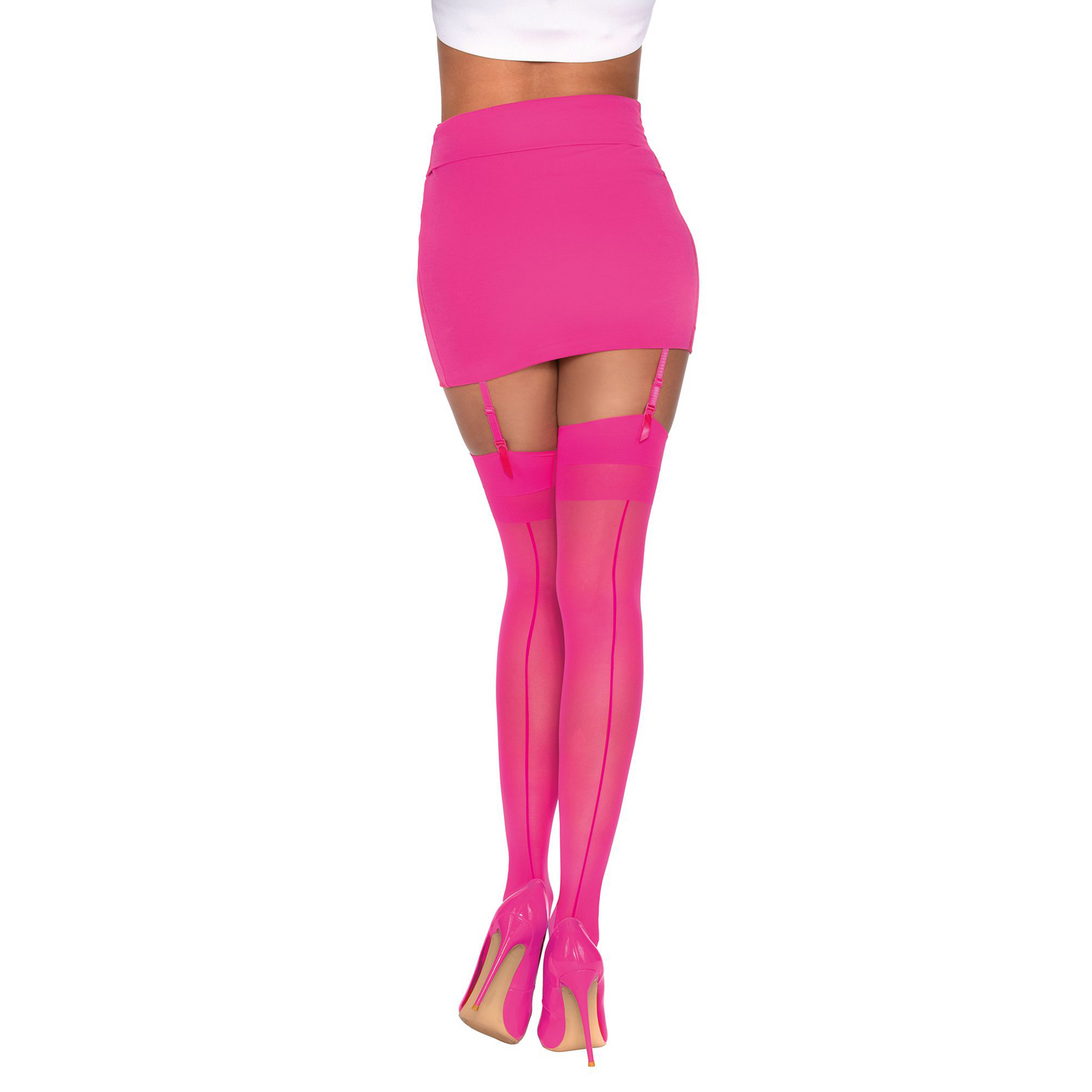 Sheer Thigh Highs - One Size - Hot Pink