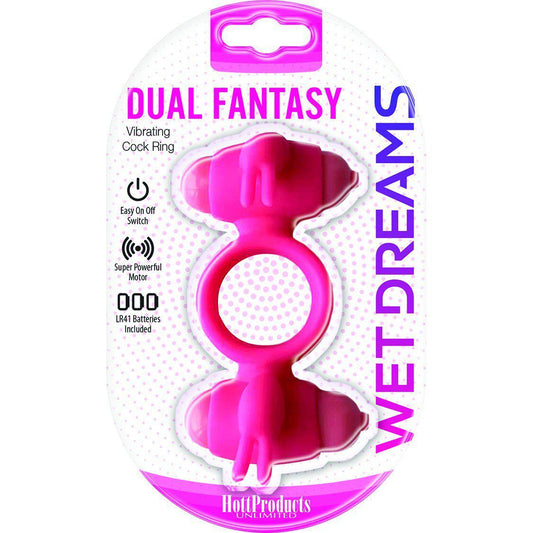 Wet Dreams - Dual Fantasy Cock Ring With Turbo Motors - Pink