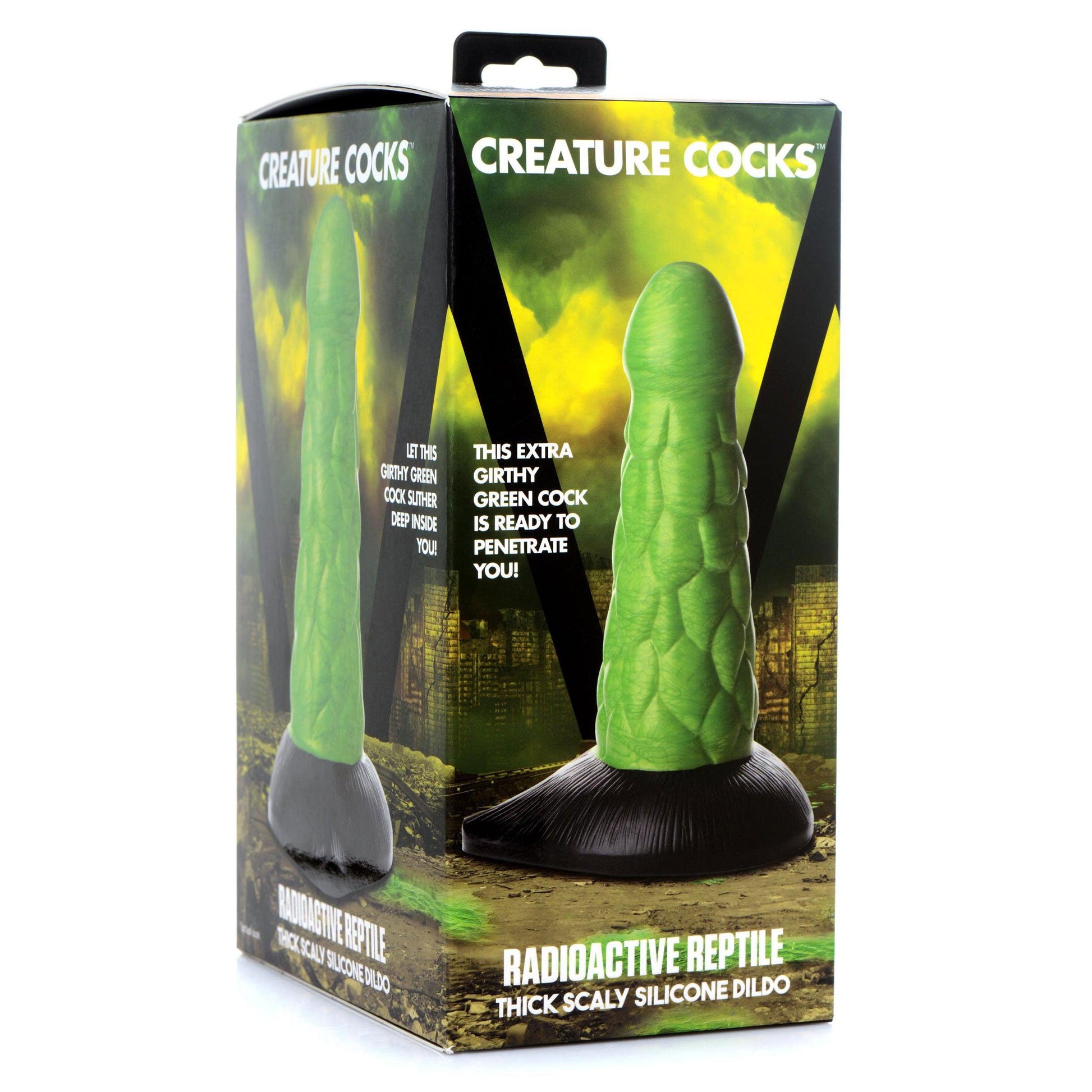Radioactive Reptile Thick Scaly Silicone Dildo -  Green