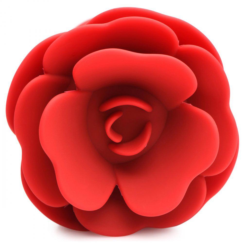 28x Silicone Vibrating Rose Anal Plug With Remote  - Medium