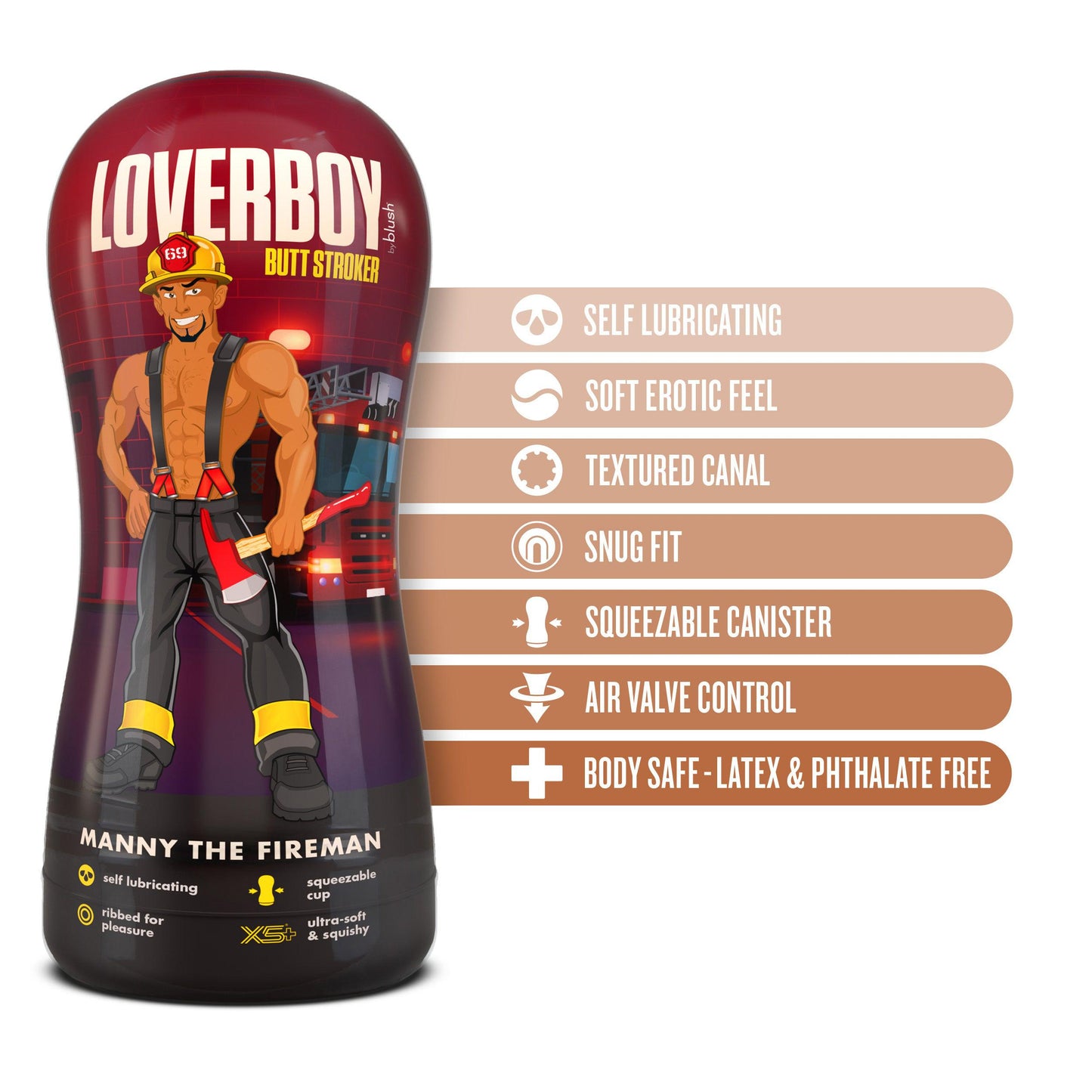 Loverboy - Manny the Fireman - Self Lubricating  Stroker - Tan