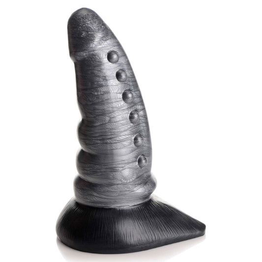 Beastly Tapered Bumpy Silicone Dildo - Silver