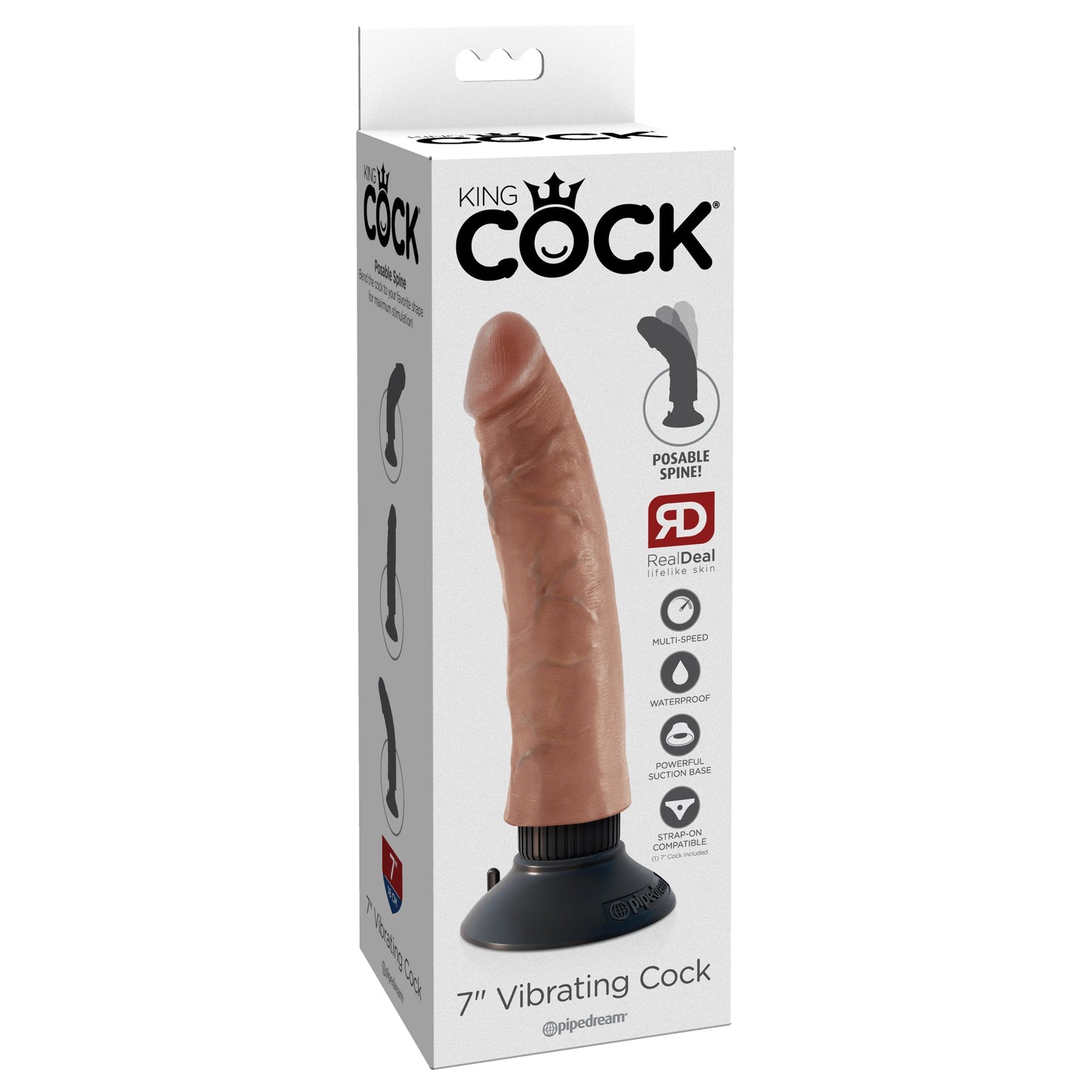 King Cock 7 Inch Vibrating Cock - Tan