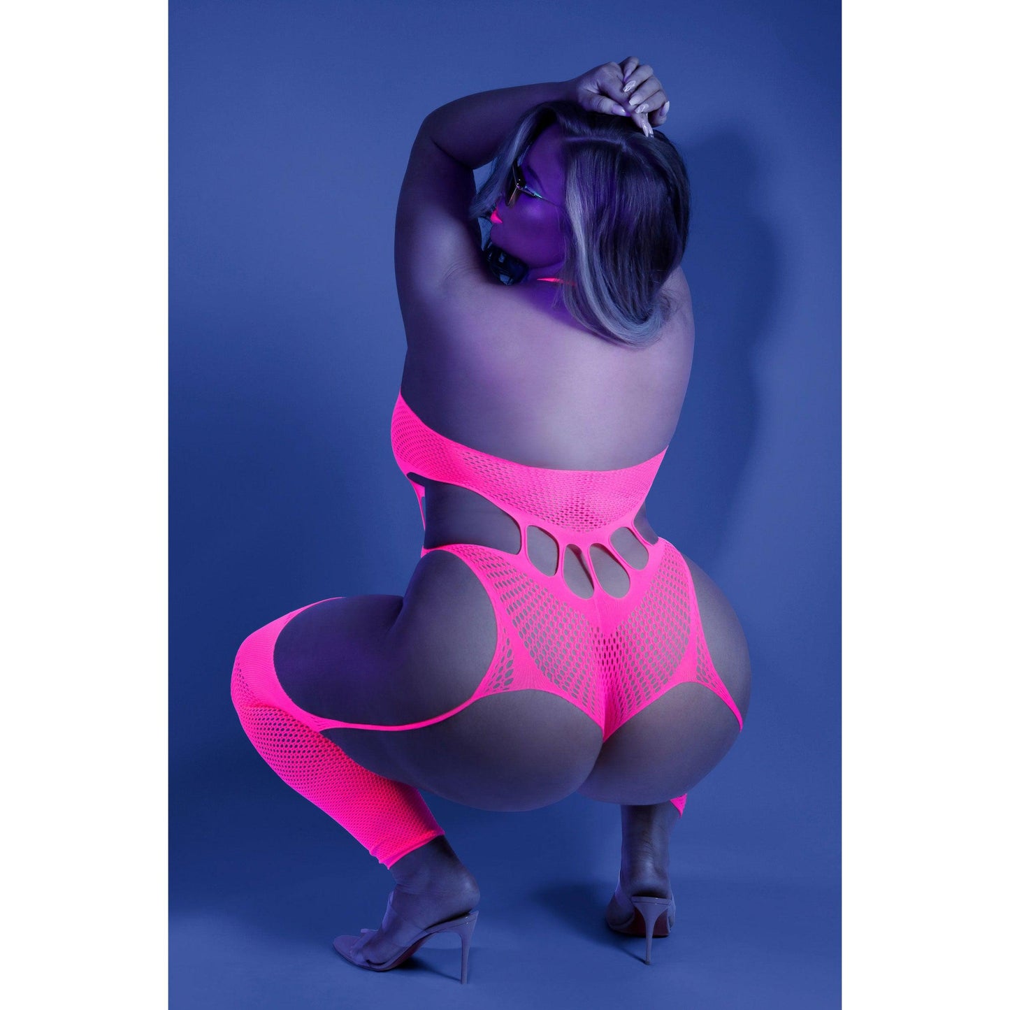 No Promises Teddy Bodystocking - Queen - Neon  Pink