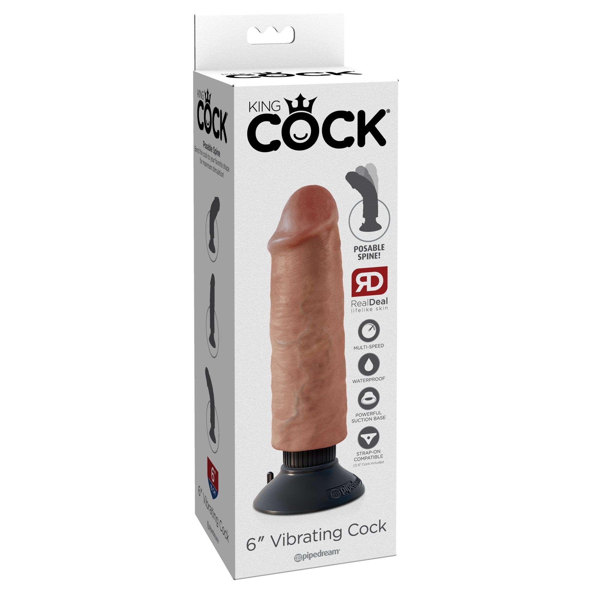 King Cock 6 Inch Vibrating Cock - Tan