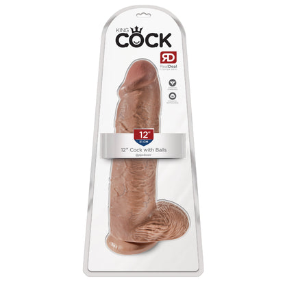King Cock  12 Inch Cock With Balls - Tan