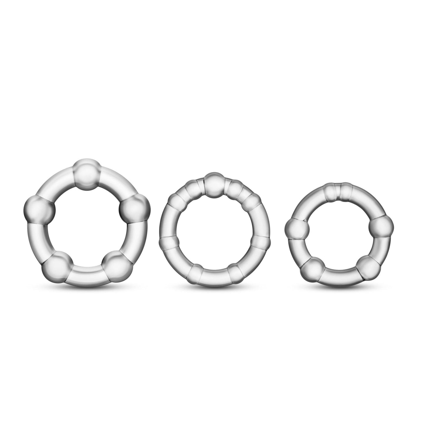 Stay Hard - Beaded Cock Rings - 3 Pack - Clear