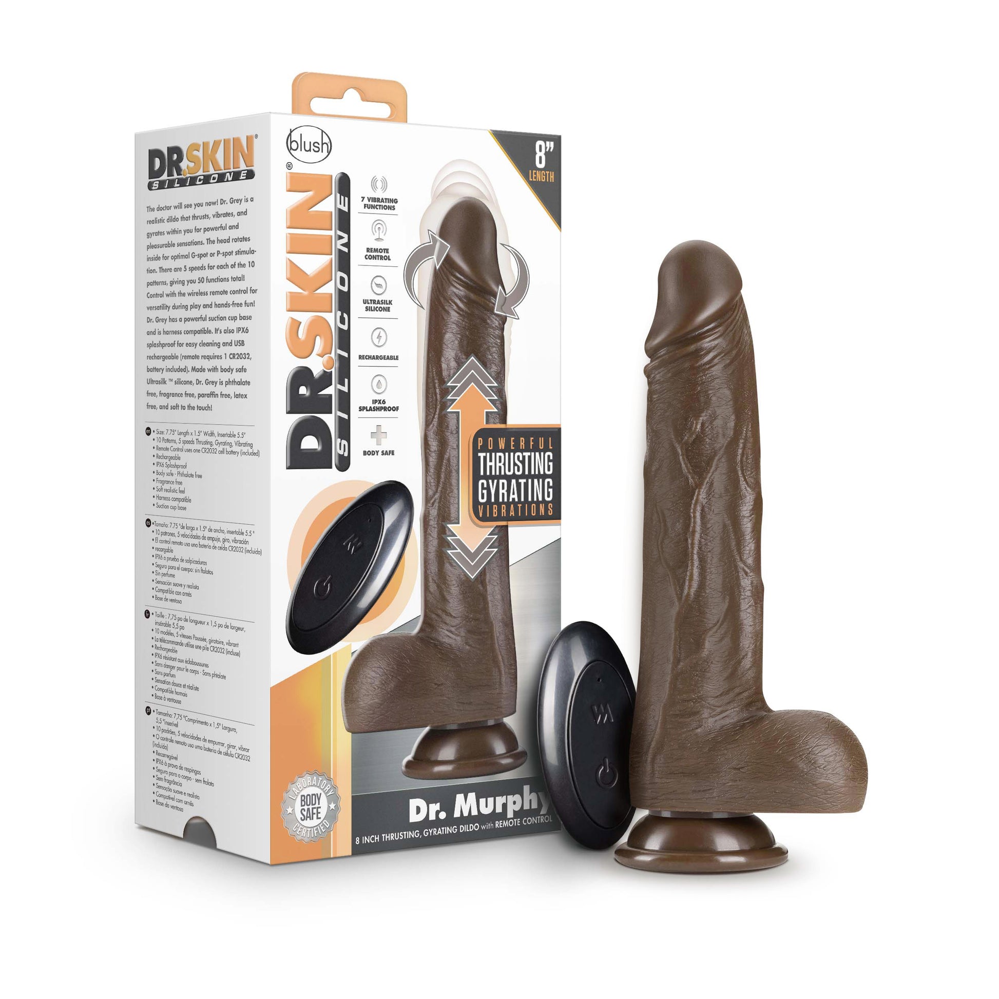 Dr. Skin Silicone - Dr. Murphy - 8 Inch Thrusting Dildo - Chocolate Your Adult Toy Store Dr. Skin Silicone - Dr. Murphy - 8 Inch Thrusting Dildo - Chocolate Your Adult Toy Store