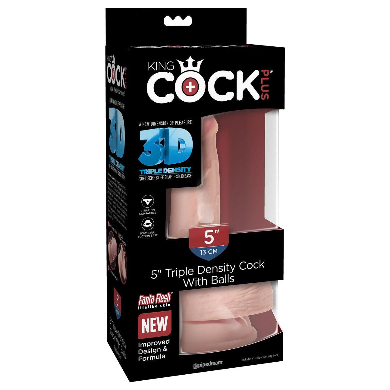 King Cock Plus Triple Density 5 Inch Cock With Balls - Flesh