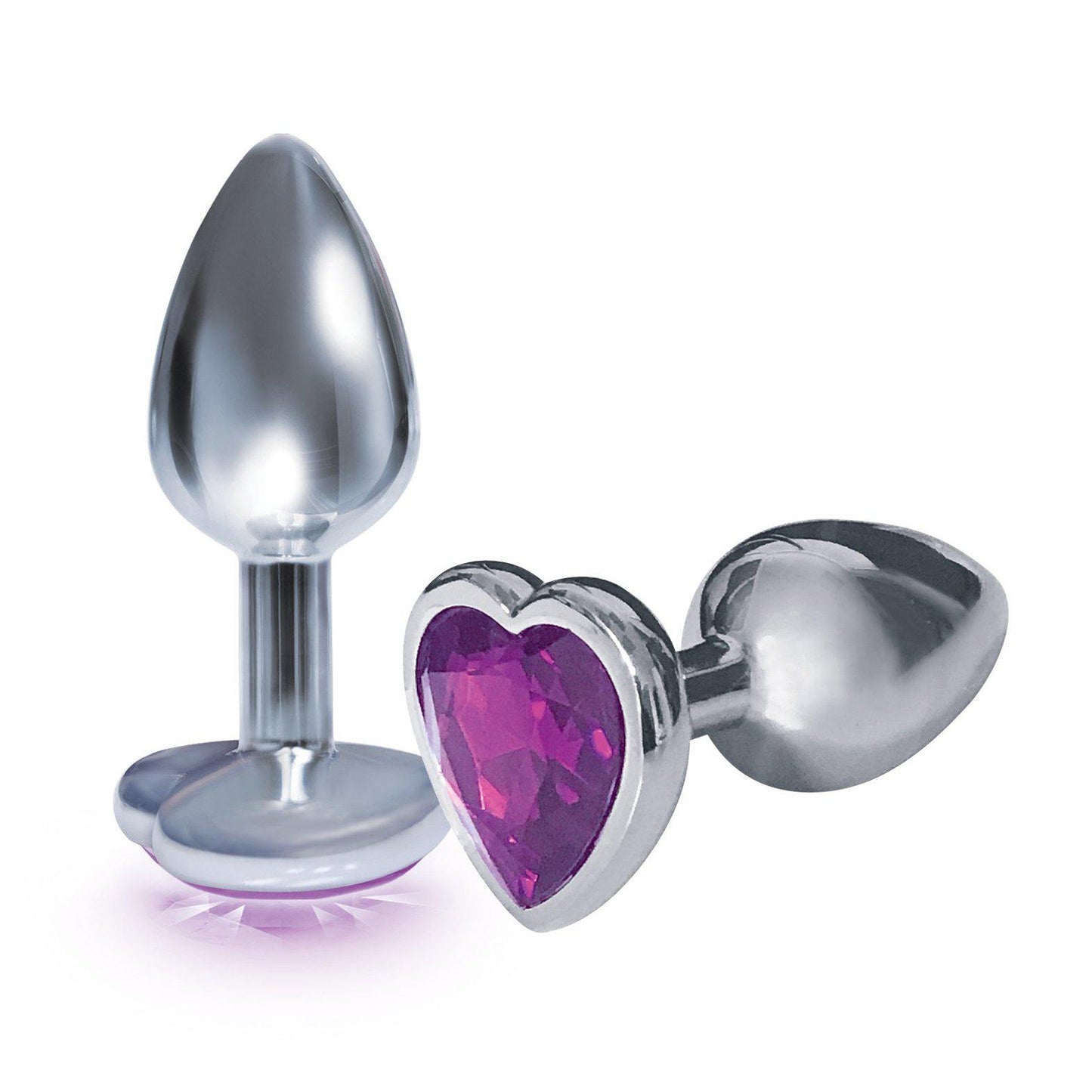 The 9's the Silver Starter Heart Bejeweled Stainless Steel Plug - Violet