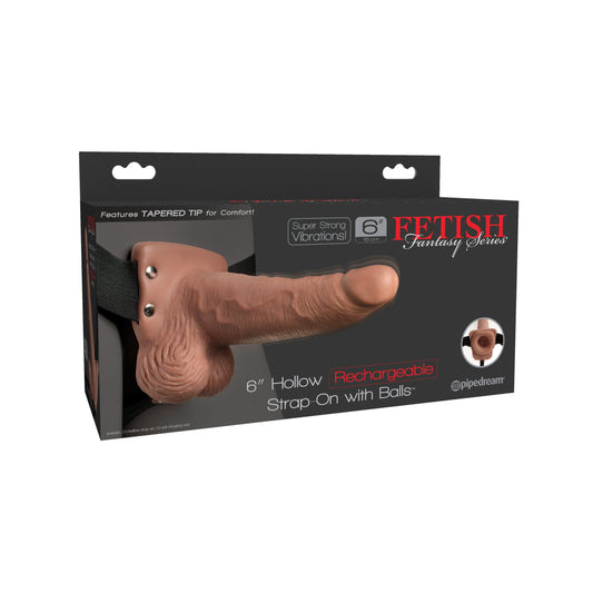 Fetish Fantasy Series 6 Inch Hollow Rechargeable Strap-on With Balls - Tan