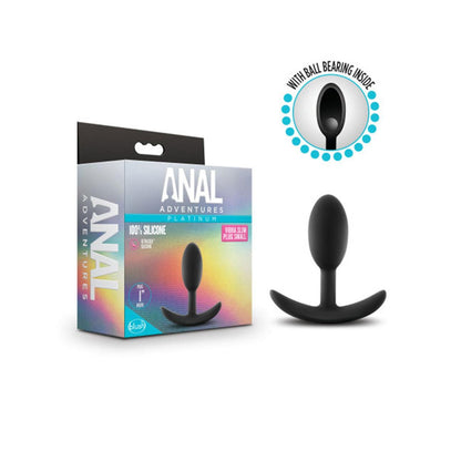 Anal Adventures - Platinum - Silicone Vibra Slim  Plug - Small - Black