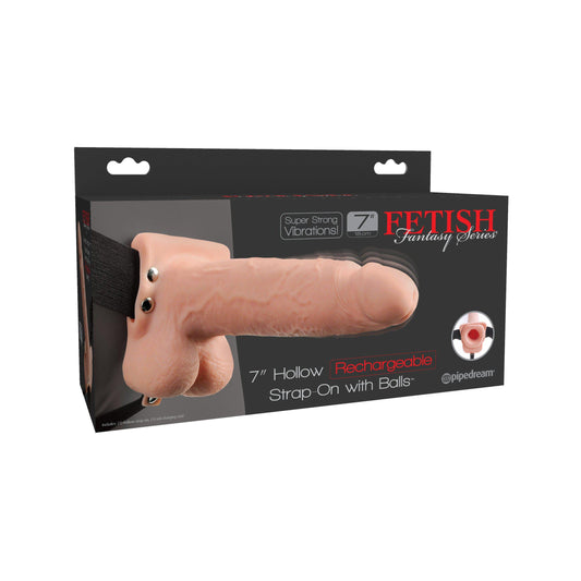 Fetish Fantasy Series 7 Inch Hollow Rechargeable Strap-on With Balls - Flesh