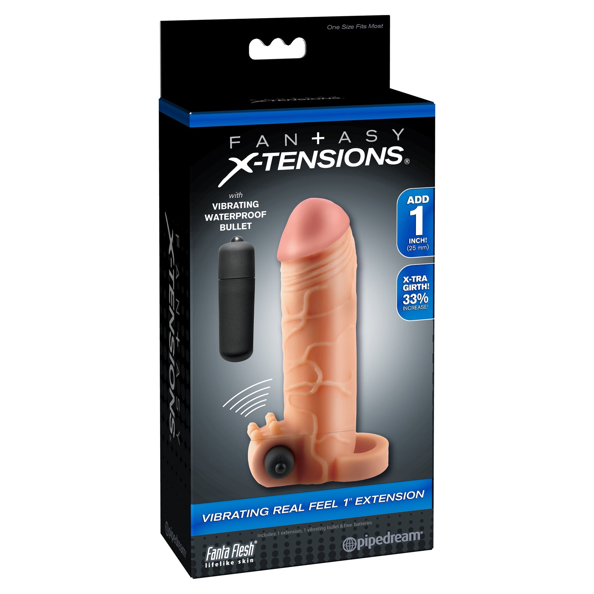 Fantasy X-Tensions Vibrating Real Feel 1-Inch  Extension - Light