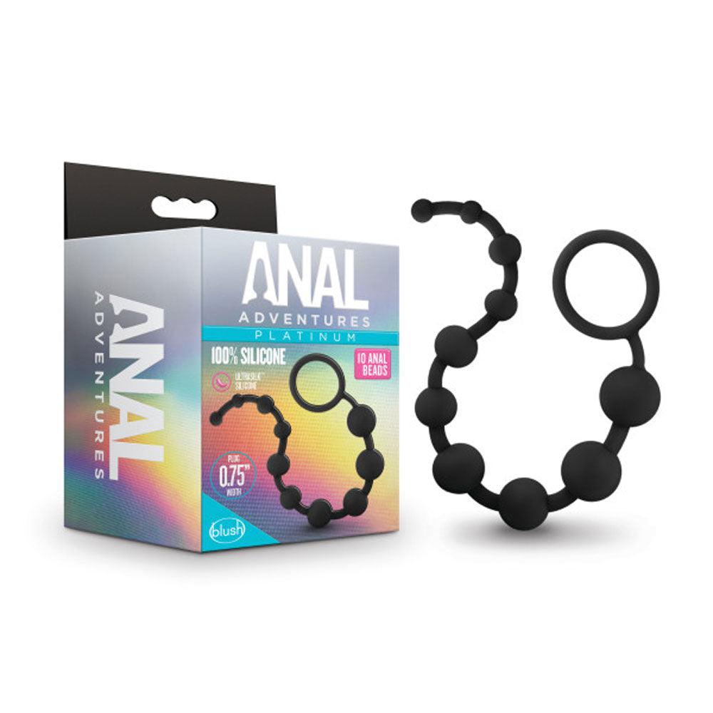 Anal Adventures - Platinum - Silicone 10 Anal   Beads - Black