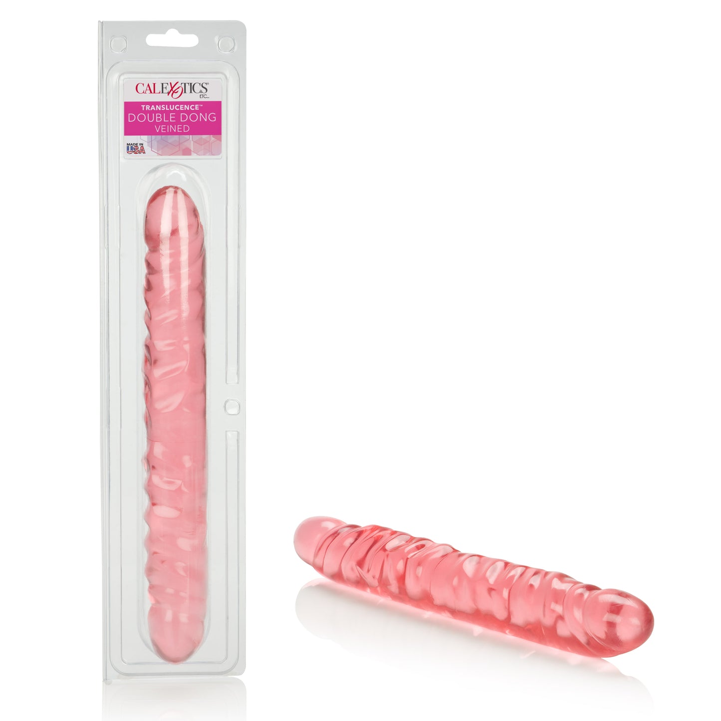 Translucence 12 Inches Veined Double Dong - Pink
