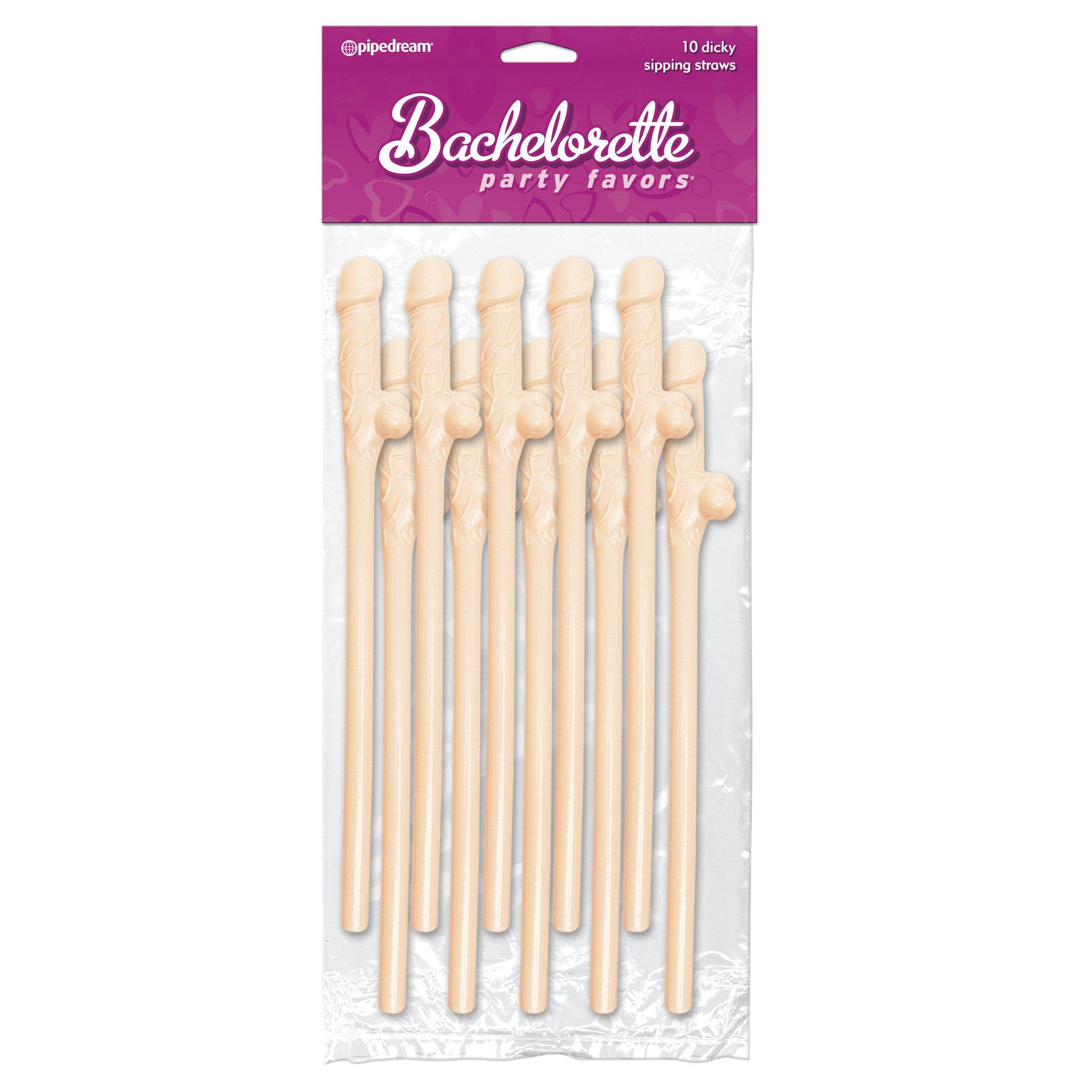 Bachelorette Party Favors - Dicky Sipping Straws - Light - 10 Piece