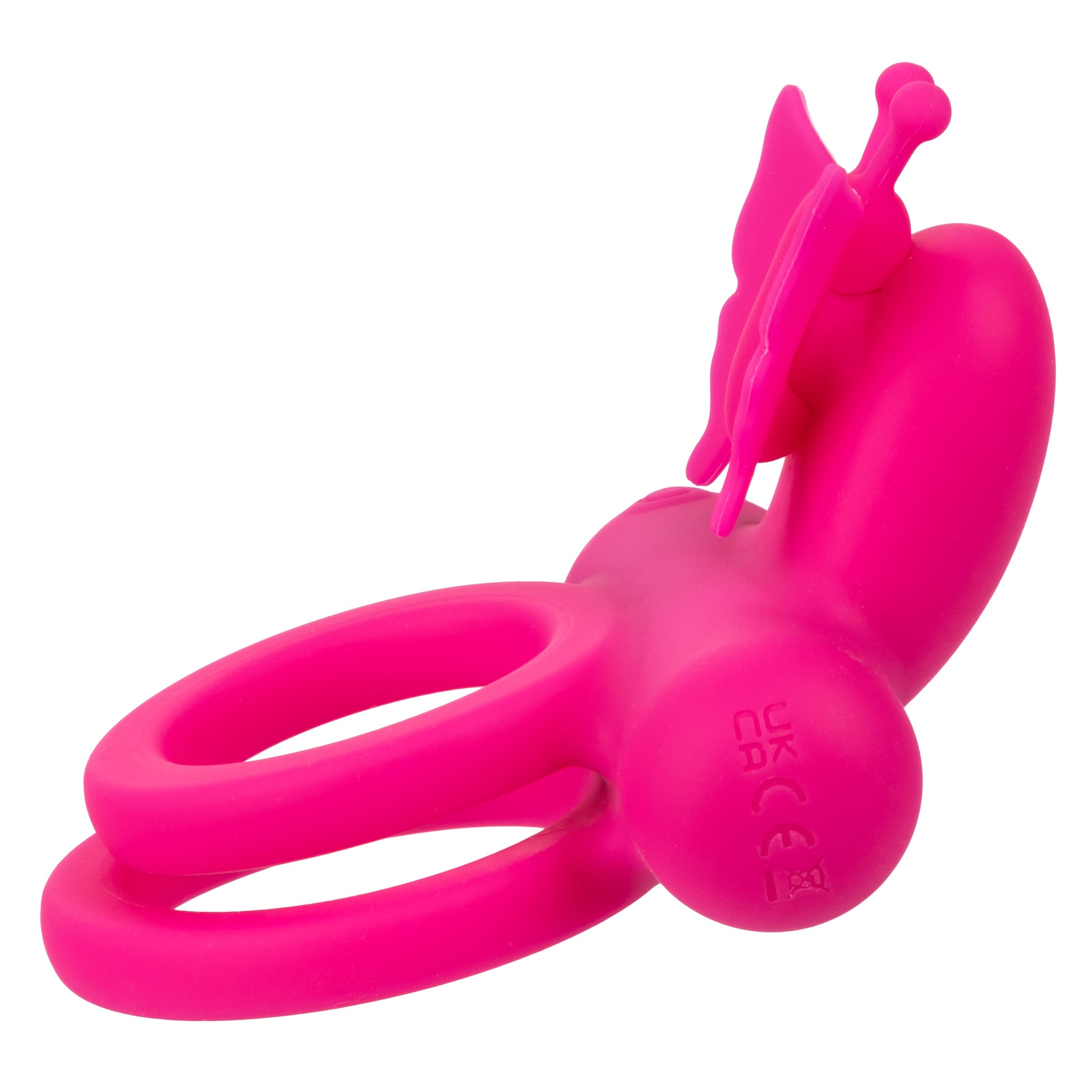 Silicone Rechargeable Dual Butterfly Ring - Pink
