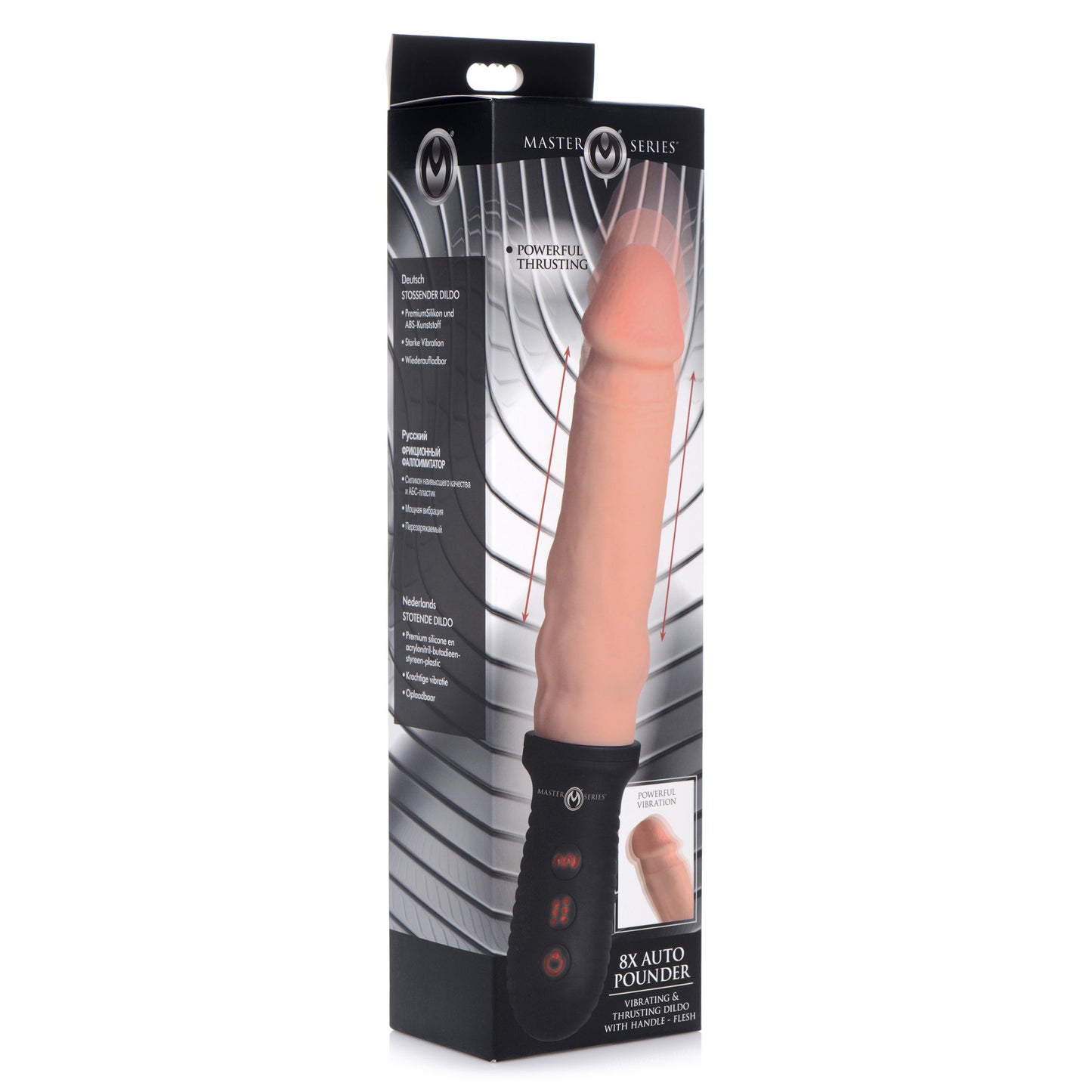 8x Auto Pounder Vibrating and Thrusting Dildo With Handle - Flesh