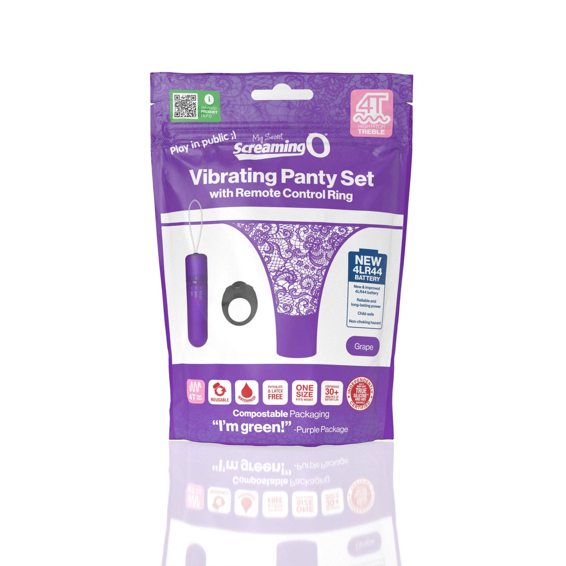 Screaming O 4t - Vibrating Panty Set With Remote  Control Ring - Grape