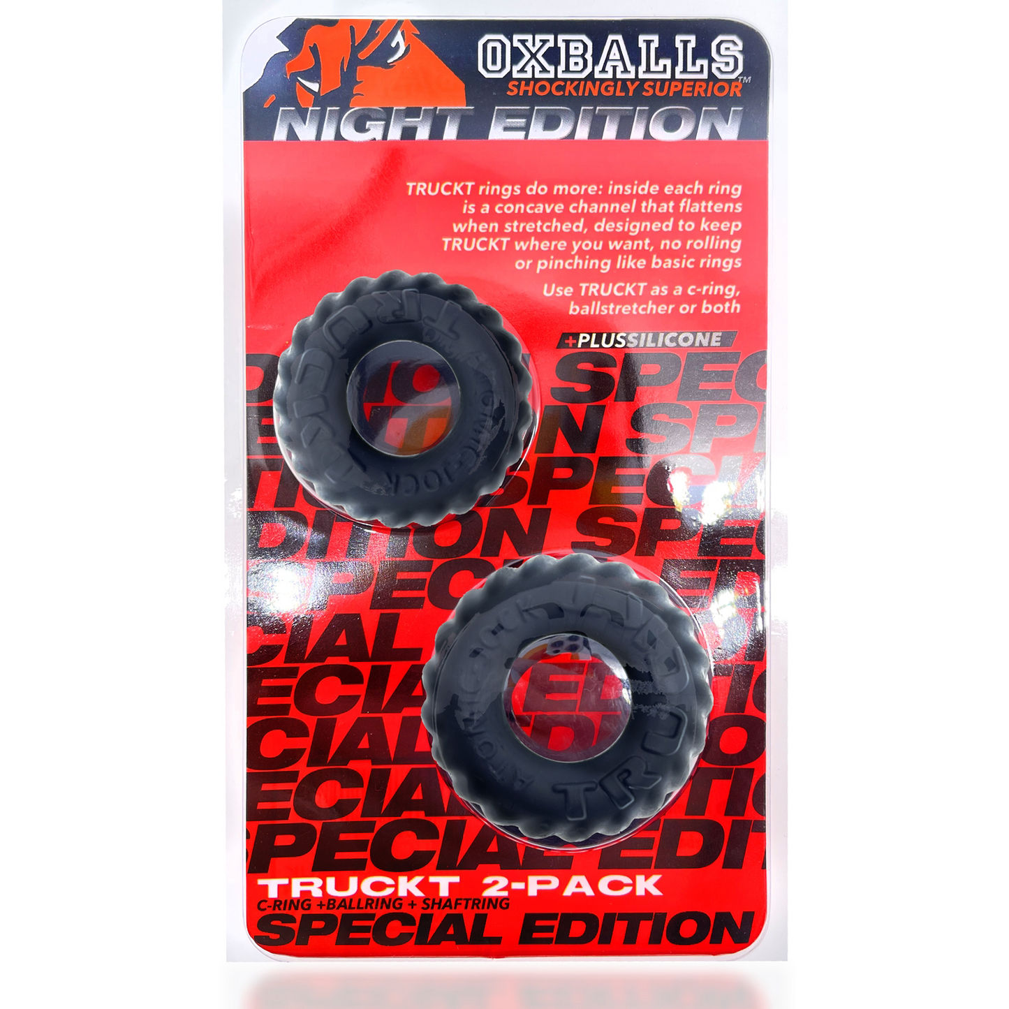 Truckt 2 Piece Cockring Set Atomic Jock - Night  Black