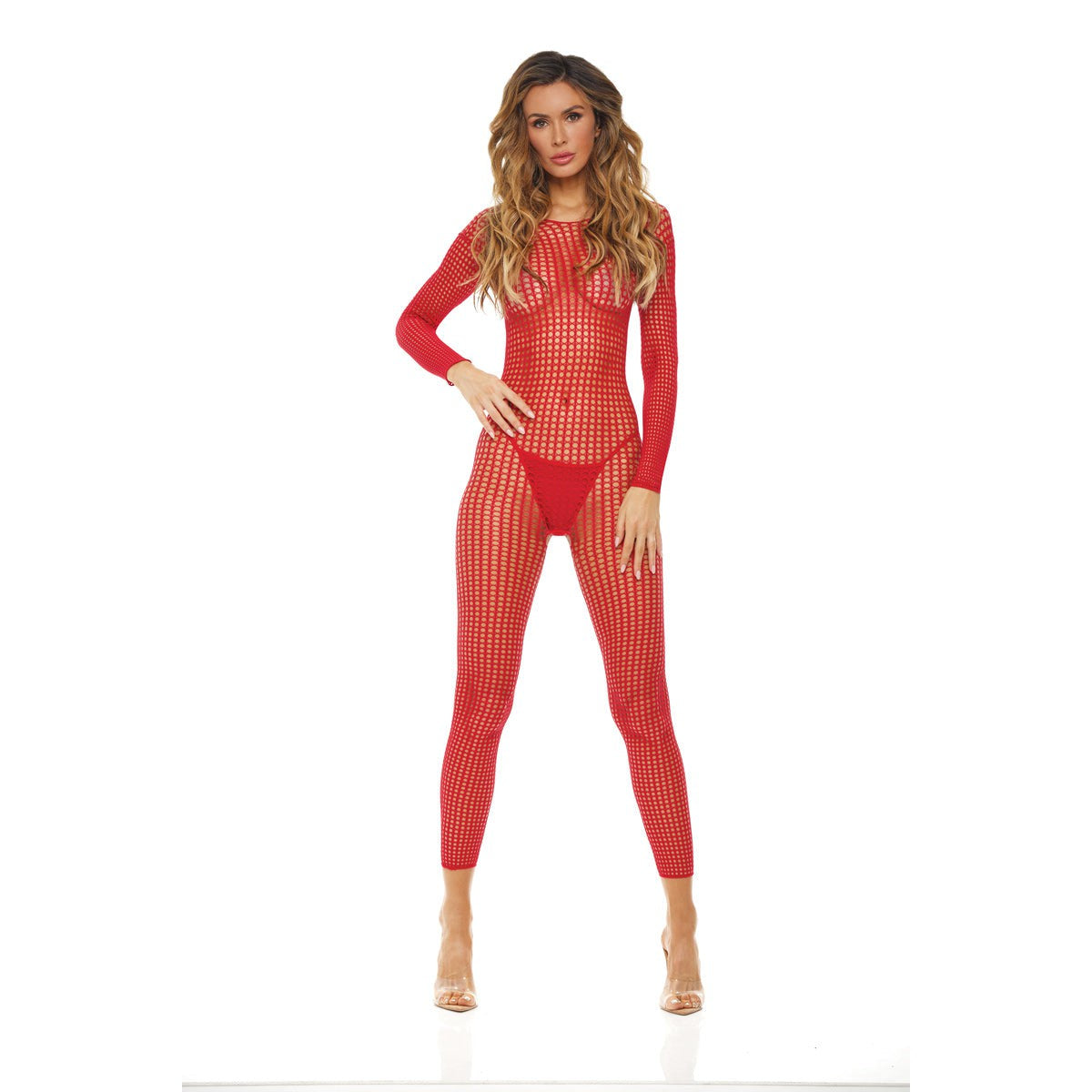Crotchless Bodystocking - One Size - Red