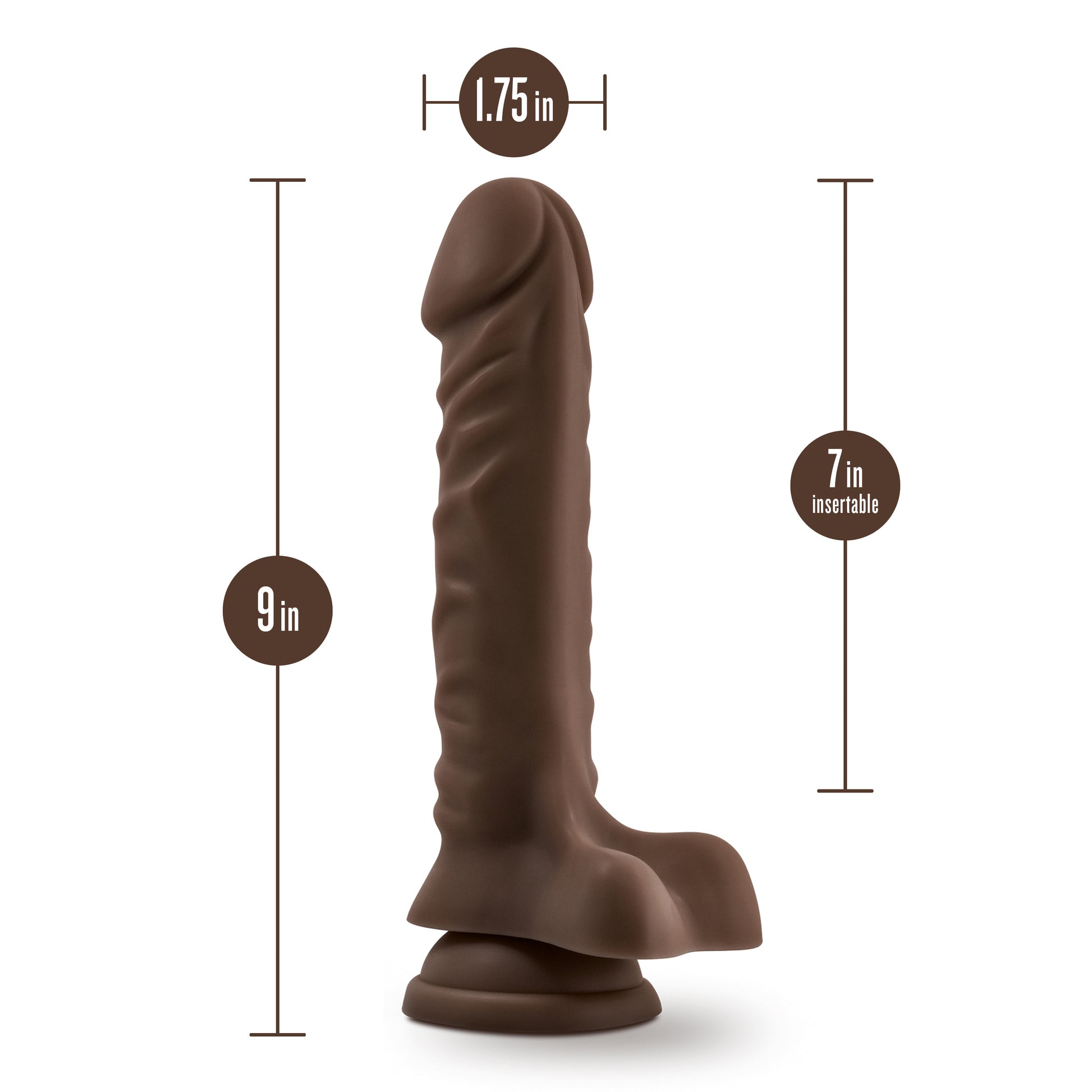 Dr. Skin Plus - 9 Inch Posable Dildo With Balls  - Chocolate
