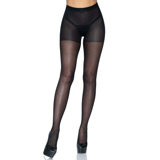 Sheer Open Butt Crotchless Pantyhose - One Size -  Black