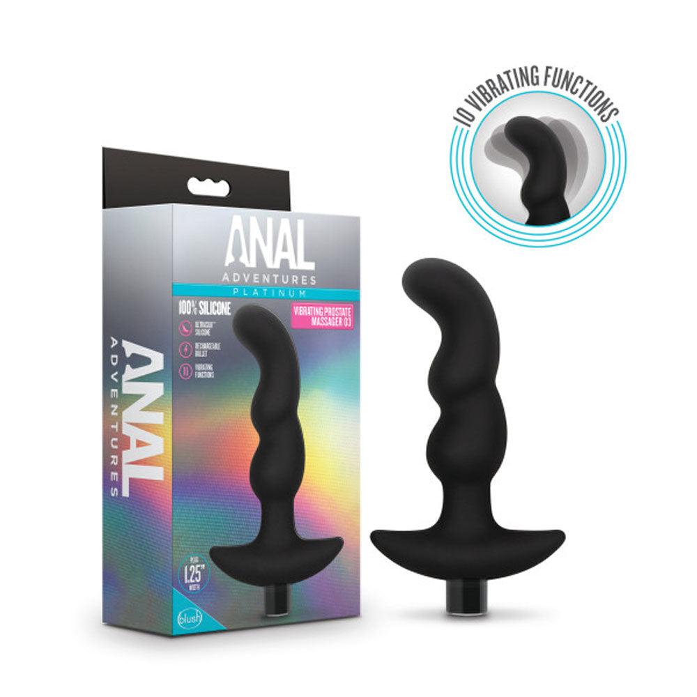 Anal Adventures- Platinum - Silicone Vibrating  Prostate Massager 03- Black