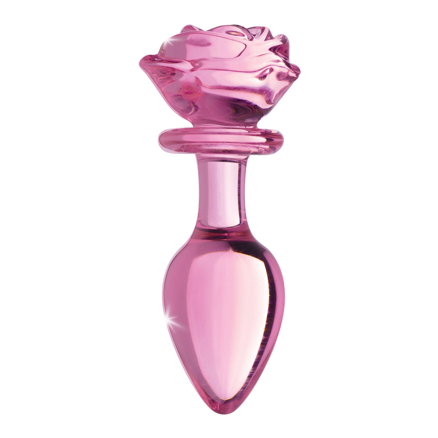 Pink Rose Glass Anal Plug - Large