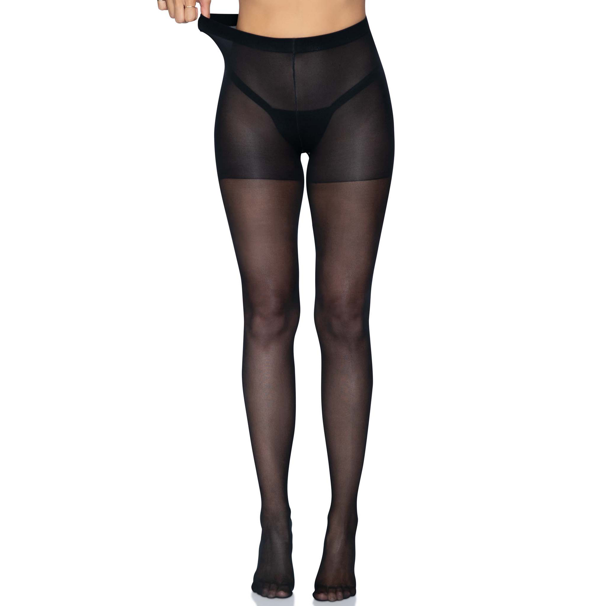 Sheer Open Butt Crotchless Pantyhose - One Size -  Black