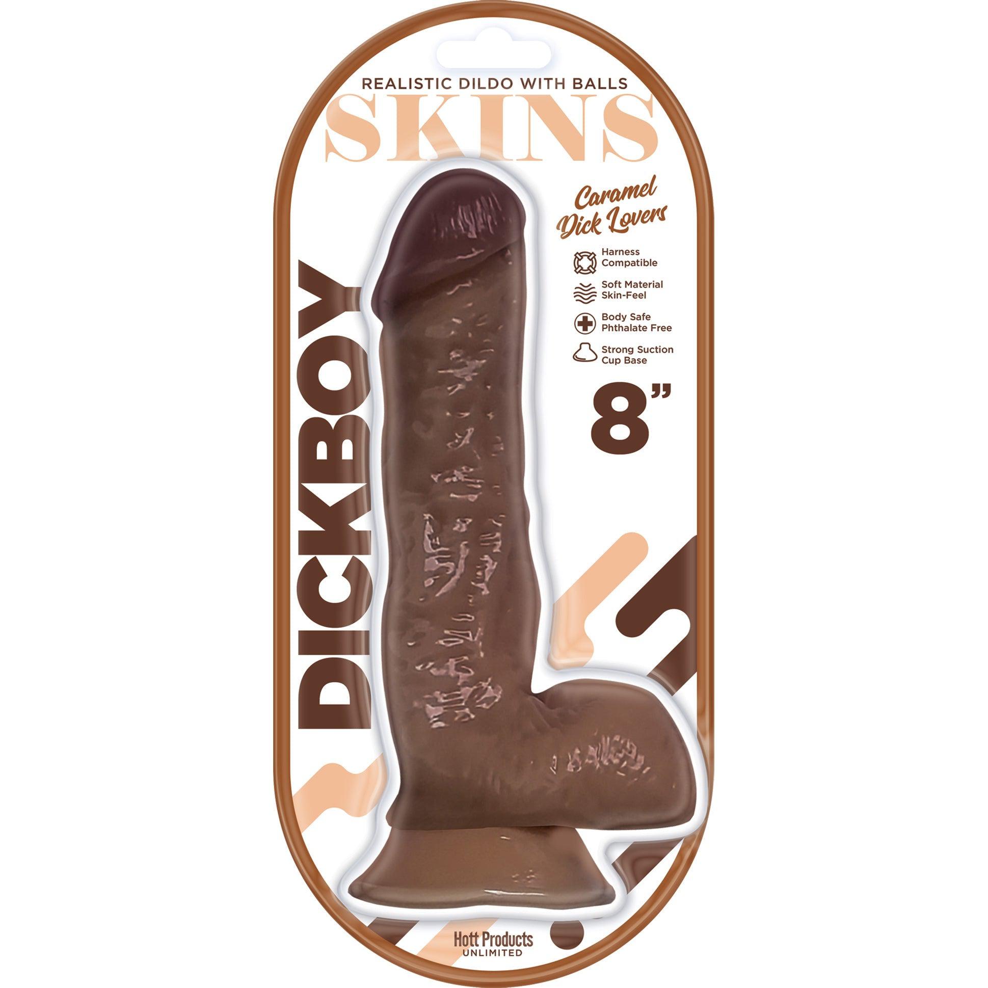 Dickboy - Skins - Dildo With Balls  - 8 Inch -  Caramel Dick Lover