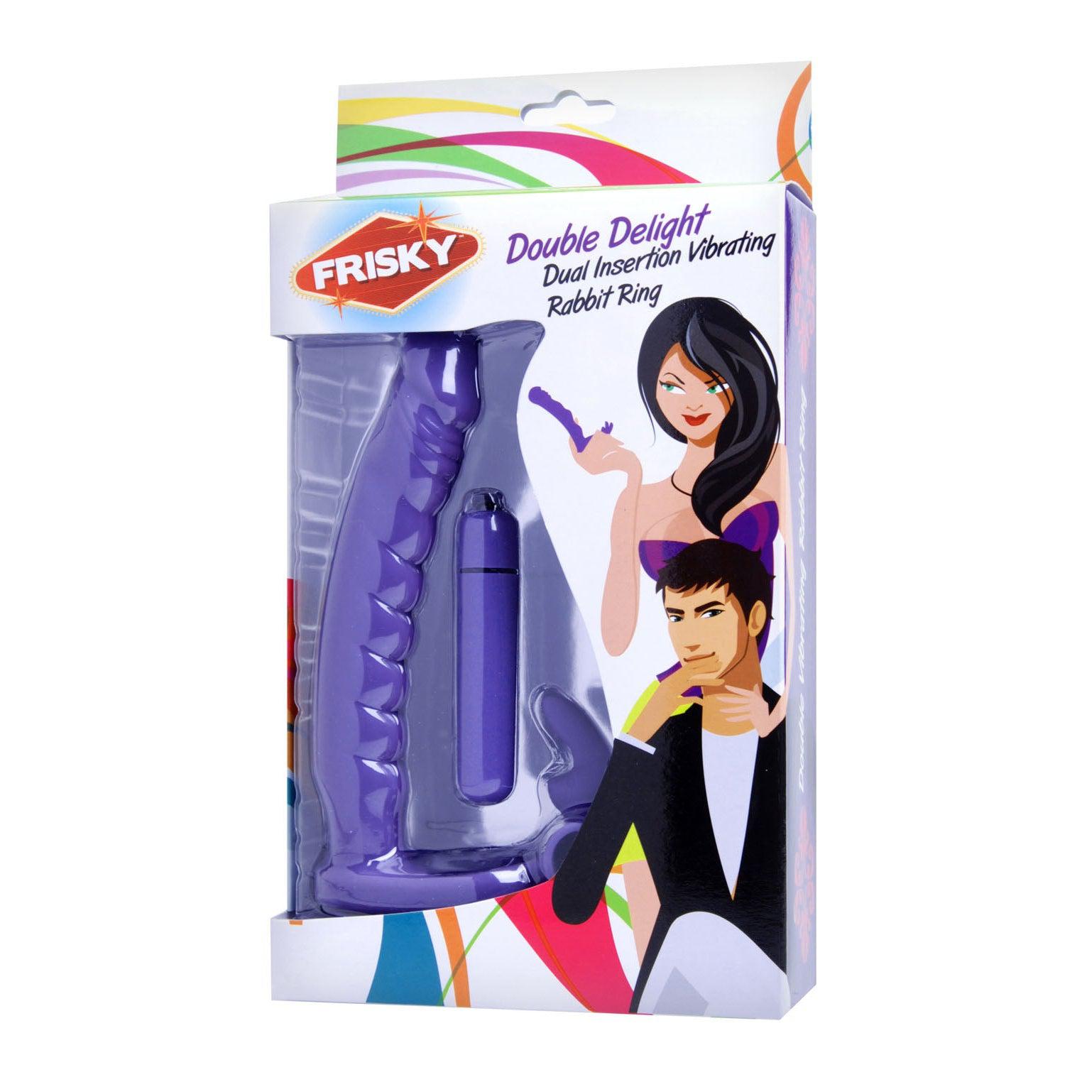 Double Delight Dual Insertion Vibrating  Rabbit Cock Ring