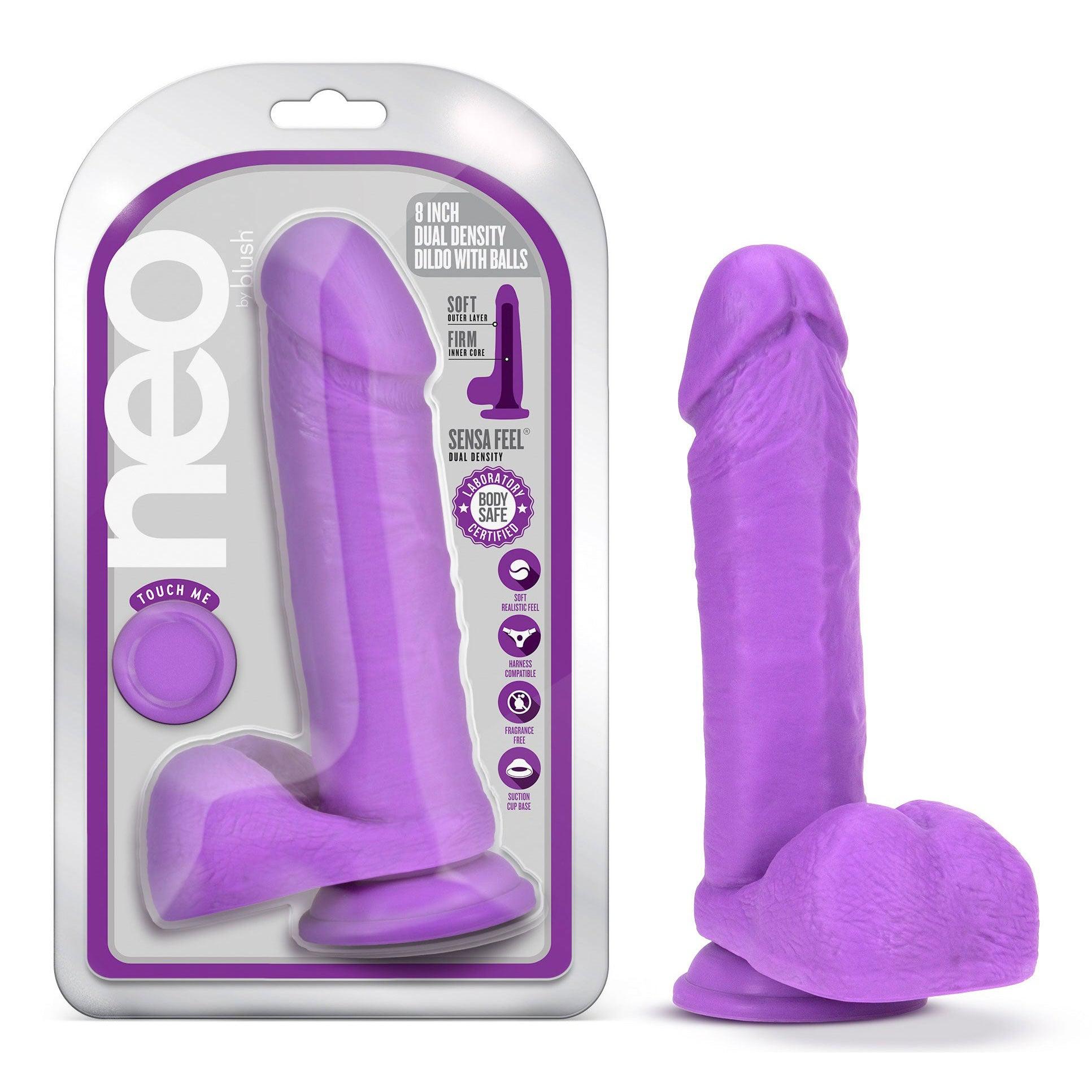 Neo - 8 Inch Dual Density Dildo - Neon Purple