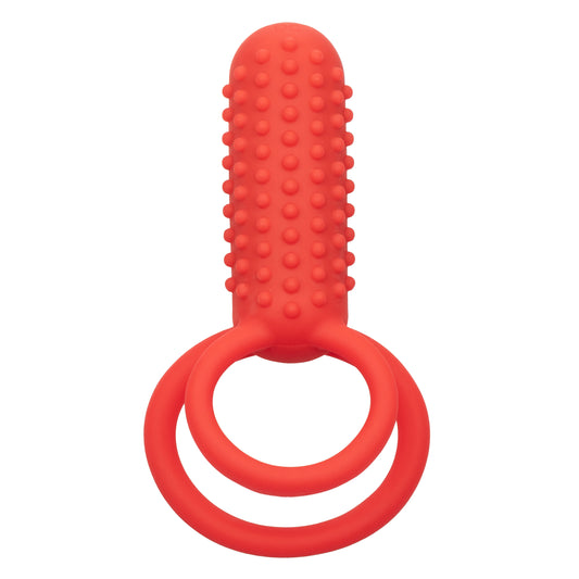 Silicone Rechargeable Vertical Dual Enhancer - Red