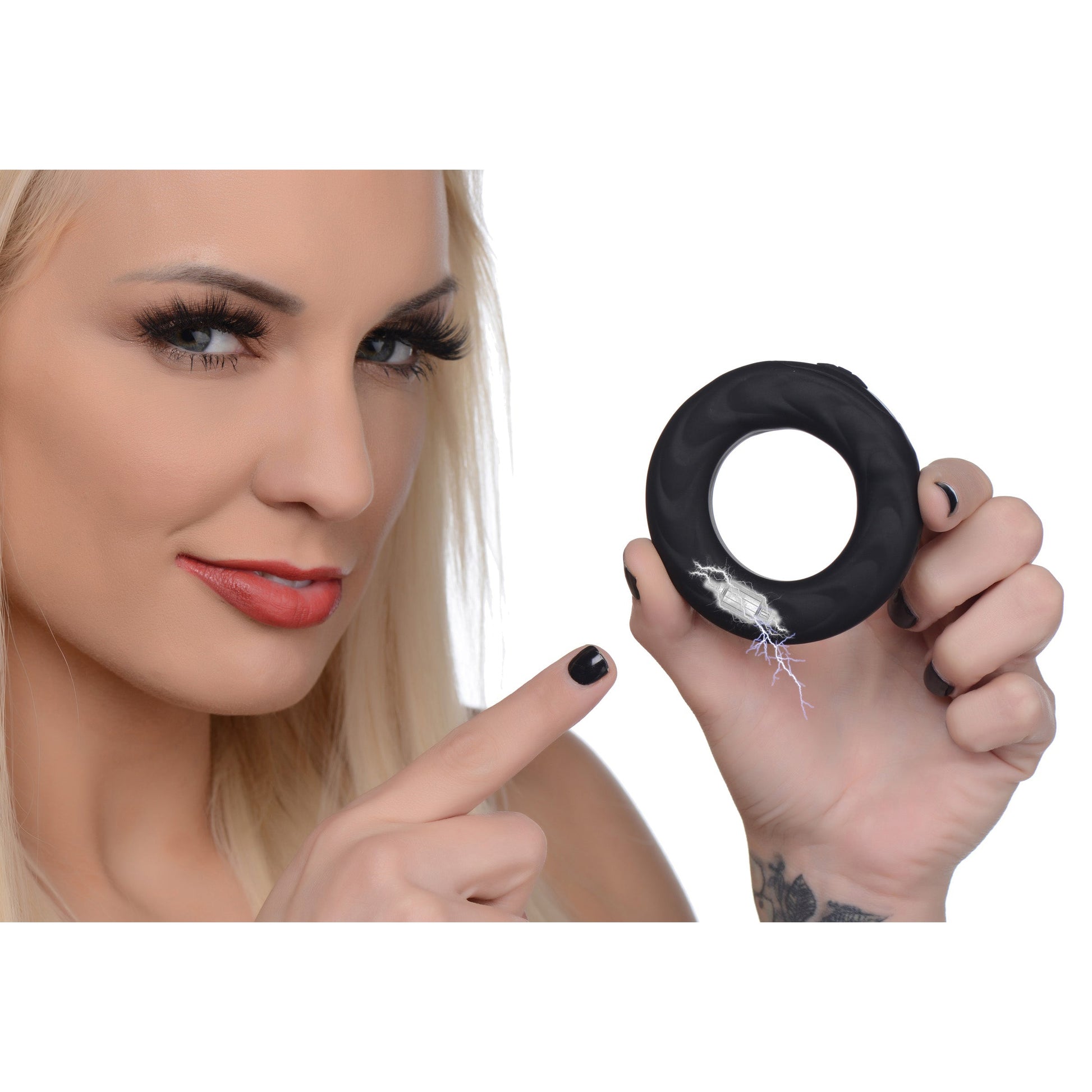 E-Stim Pro Silicone Cock Ring With Remote - Black