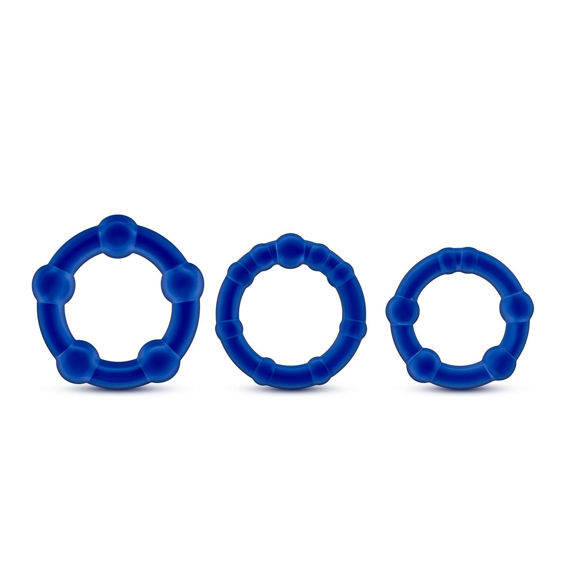 Stay Hard - Beaded Cock Rings - 3 Pack - Blue