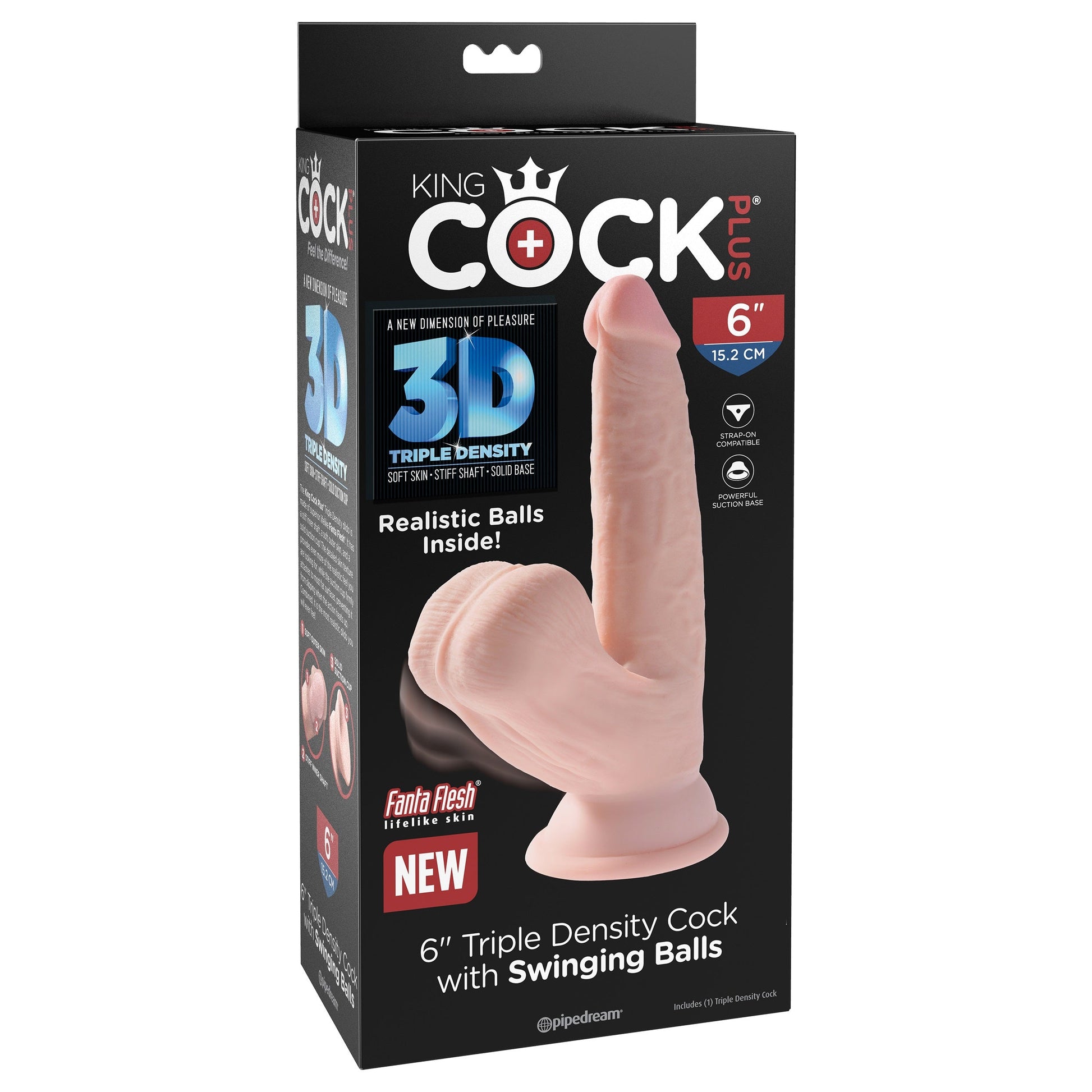 6 Inch Triple Density Cock With Swinging Balls