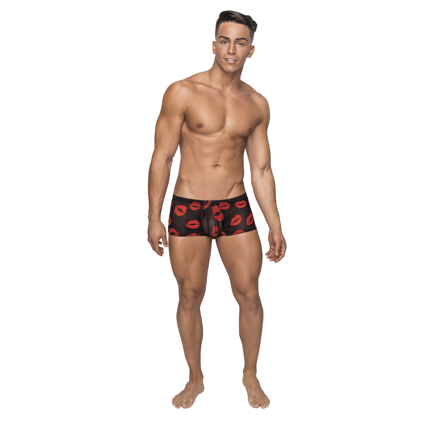 Kiss Me - Mini Short - Small - Sheer Lips Black